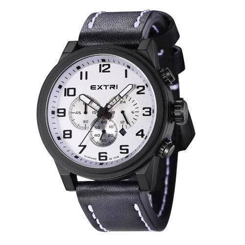 Image of Extreme mat IP sort rustfri stål Miyota OS20 quartz med chronograph Herre ur fra EXTRI, X3001-B